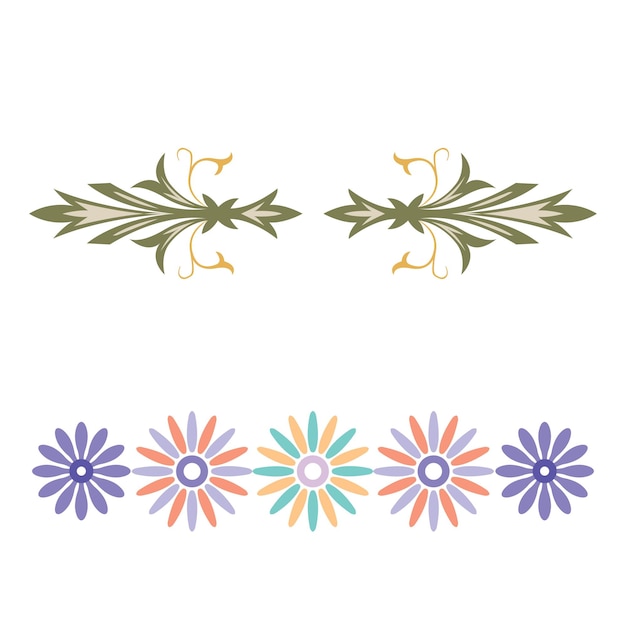 Esquinas de desplazamiento de viñeta floral caligráfica floral vintage conjunto de elementos de diseño ornamental ilustración vectorial aislada