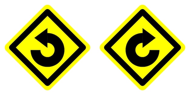 Se establece la forma de diamante amarillo a la derecha y a la izquierda, el grado de bucle, la flecha, el signo de advertencia de tráfico, el icono de dirección.