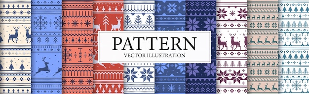 Establecer 10 piezas coloridos patrones de fondo de Navidad Vector