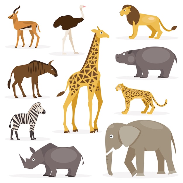 Establecer animales de sabana ilustración vectorial