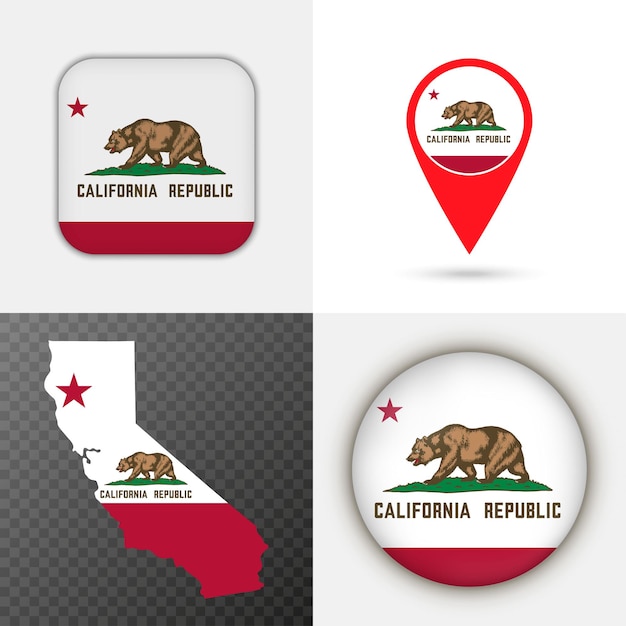 Establecer la bandera del estado de California ilustración vectorial