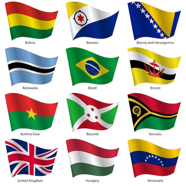 Establecer banderas de estados soberanos del mundo ilustración vectorial
