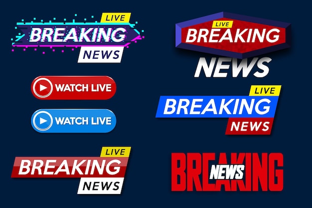 Establecer banner para el título de la plantilla Breaking News sobre fondo azul para el canal de TV en pantalla