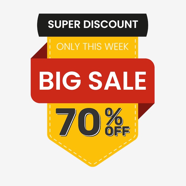 Establecer banner vectorial en formato de etiqueta de descuento Compra grande Súper descuento en negro rojo y amarillo