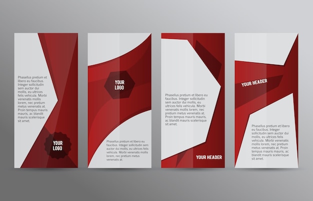 Vector establecer banners verticales fondo rojo04