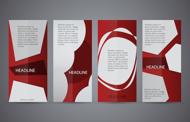 Vector establecer banners verticales fondo rojo05