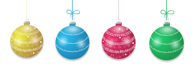 Establecer bolas de navidad colgantes. elementos decorativos de adornos aislados