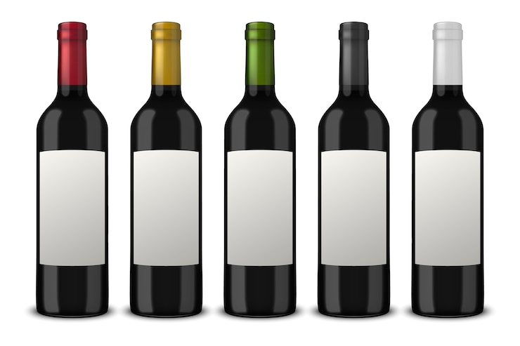 Vector establecer botellas de vino verdes realistas