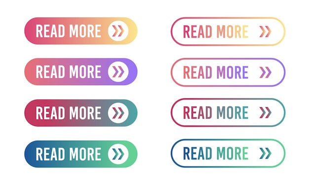 Establecer botones Leer más Conjunto de botones web de diferentes colores