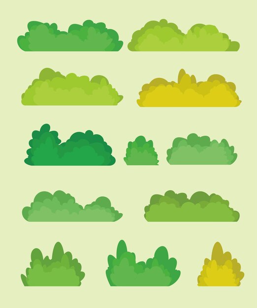 Establecer bush natural en cada temporada textura de color ilustración vectorial EPS10