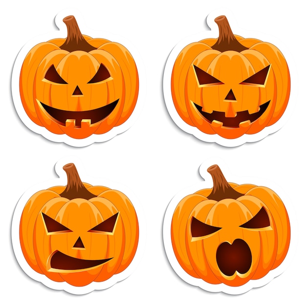 Establecer calabaza sobre fondo blanco.