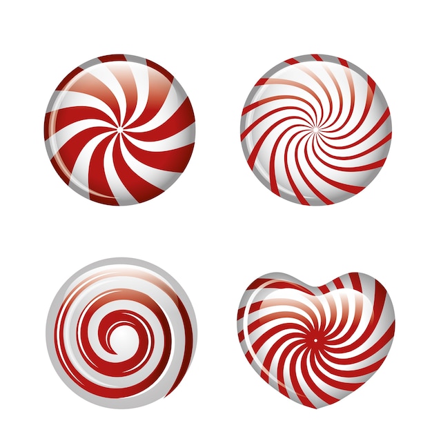 establecer caramelos espiral rojo