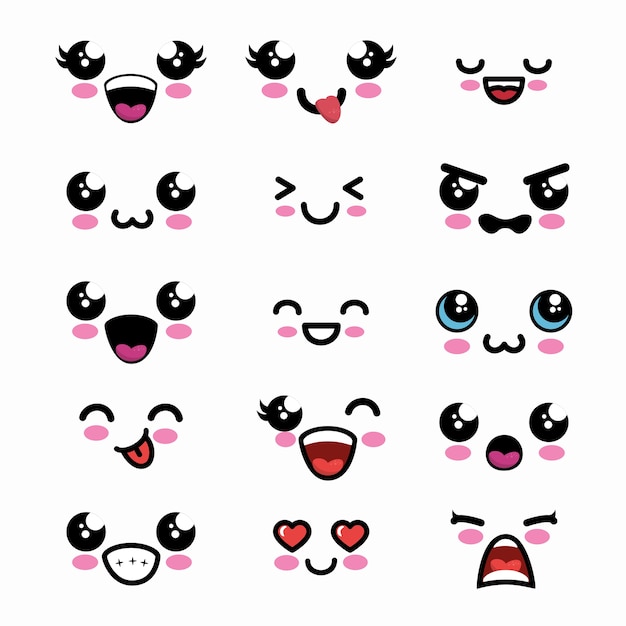 Establecer caras estilo kawaii