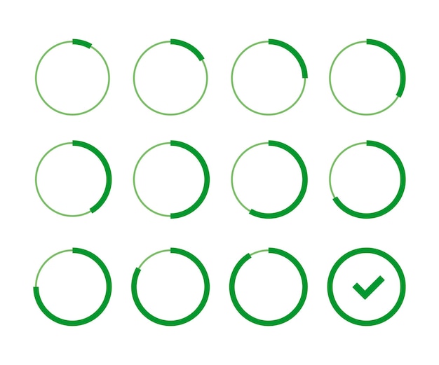 establecer cargando círculo verde en vector de estilo plano