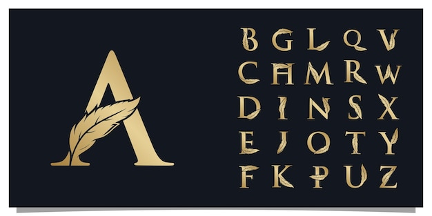 Establecer carta de firma diseño de logotipo concepto único Vector Premium