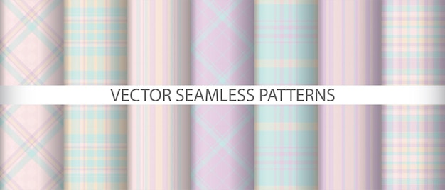 Establecer cheque vector tela Tartan plaid fondo patrón textura textil sin costuras