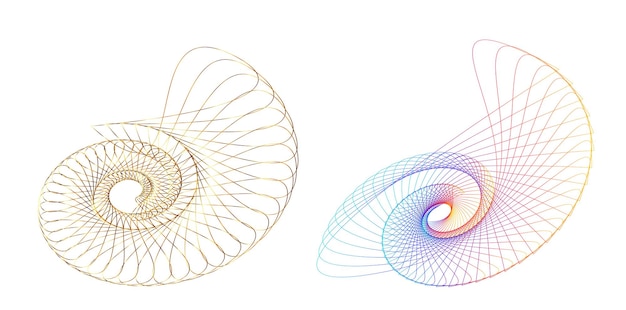 Vector establecer círculo de elementos de diseño anillo de colores vectoriales en negrita aislado de rayas onduladas de brillo abstracto de muchos remolinos brillantes creados con la ilustración de vector de herramienta de mezcla eps10 para su presentación