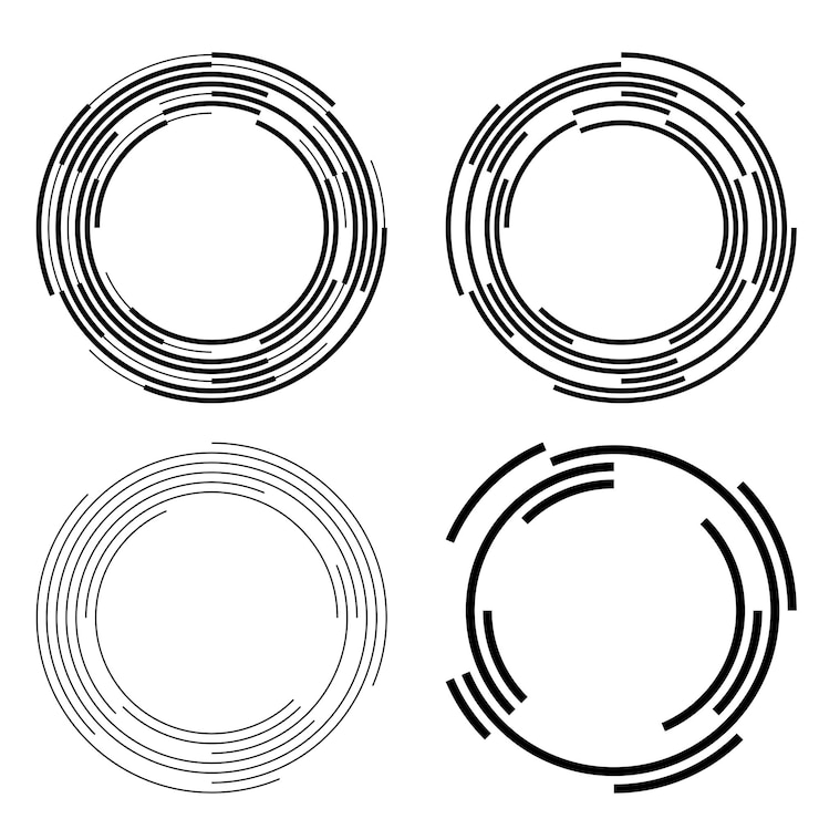 Vector establecer círculo de elementos de diseño anillo de oro de colores vectoriales en negrita aislado de rayas onduladas de brillo abstracto de muchos remolinos brillantes creados con la ilustración de vector de herramienta de mezcla eps10 para su presentación