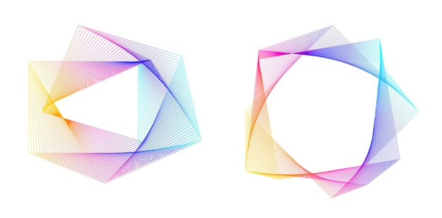 Establecer círculo de elementos de diseño Anillo de oro de colores vectoriales en negrita aislado de rayas onduladas de brillo abstracto de muchos remolinos brillantes creados con la ilustración de vector de herramienta de mezcla EPS10 para su presentación