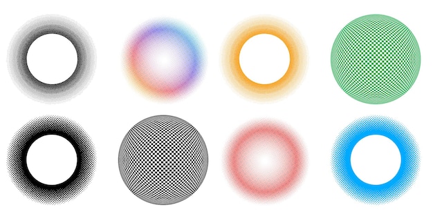 Establecer círculo de elementos de diseño Anillo de oro de colores vectoriales en negrita aislado de rayas onduladas de brillo abstracto de muchos remolinos brillantes creados con la ilustración de vector de herramienta de mezcla EPS10 para su presentación