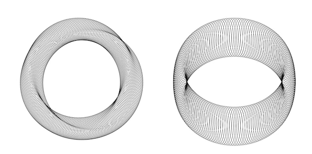 Establecer círculo de elementos de diseño Anillo de oro de colores vectoriales en negrita aislado de rayas onduladas de brillo abstracto de muchos remolinos brillantes creados con la ilustración de vector de herramienta de mezcla EPS10 para su presentación