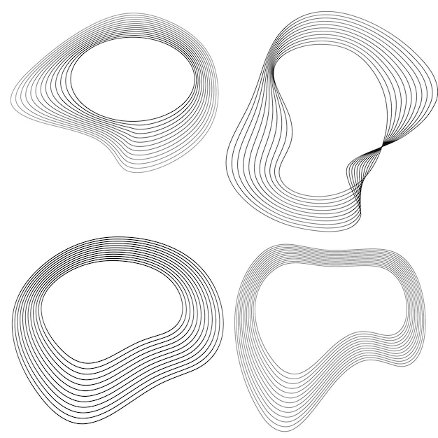 Establecer círculo de elementos de diseño Anillo de oro de colores vectoriales en negrita aislado de rayas onduladas de brillo abstracto de muchos remolinos brillantes creados con la ilustración de vector de herramienta de mezcla EPS10 para su presentación