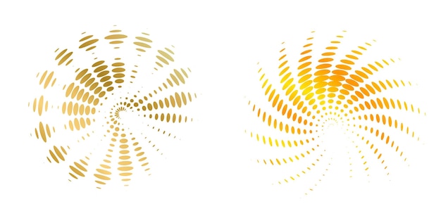 Establecer círculo de elementos de diseño Anillo de oro de colores vectoriales en negrita aislado de rayas onduladas de brillo abstracto de muchos remolinos brillantes creados con la ilustración de vector de herramienta de mezcla EPS10 para su presentación