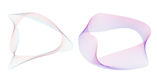 Establecer círculo de elementos de diseño Anillo de oro de colores vectoriales en negrita aislado de rayas onduladas de brillo abstracto de muchos remolinos brillantes creados con la ilustración de vector de herramienta de mezcla EPS10 para su presentación