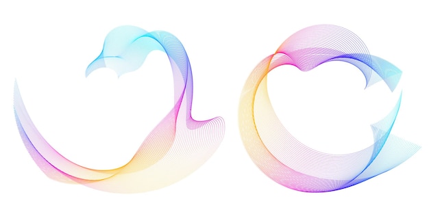 Establecer círculo de elementos de diseño Anillo de oro de colores vectoriales en negrita aislado de rayas onduladas de brillo abstracto de muchos remolinos brillantes creados con la ilustración de vector de herramienta de mezcla EPS10 para su presentación