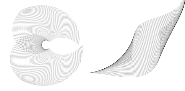 Establecer círculo de elementos de diseño Anillo de oro de colores vectoriales en negrita aislado de rayas onduladas de brillo abstracto de muchos remolinos brillantes creados con la ilustración de vector de herramienta de mezcla EPS10 para su presentación