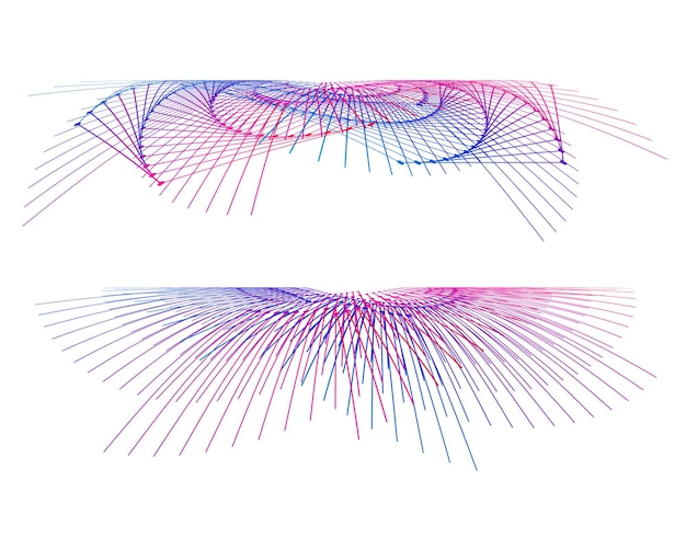 Establecer círculo de elementos de diseño Anillo de oro de colores vectoriales en negrita aislado de rayas onduladas de brillo abstracto de muchos remolinos brillantes creados con la ilustración de vector de herramienta de mezcla EPS10 para su presentación