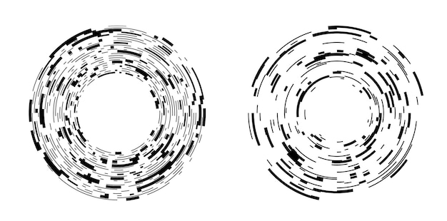 Establecer círculo de elementos de diseño Anillo de oro de colores vectoriales en negrita aislado de rayas onduladas de brillo abstracto de muchos remolinos brillantes creados con la ilustración de vector de herramienta de mezcla EPS10 para su presentación