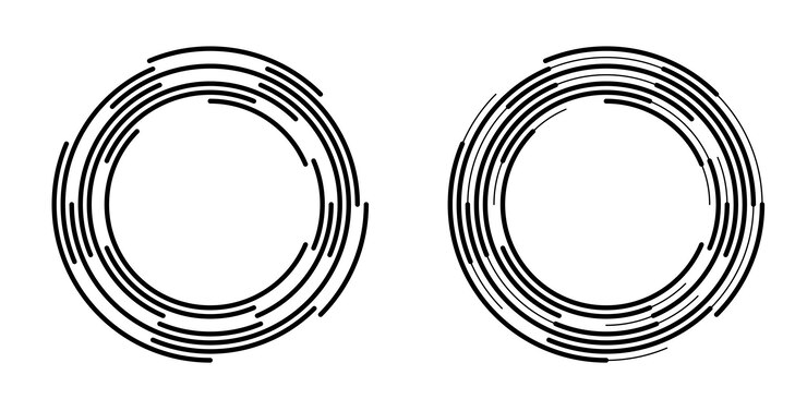 Vector establecer círculo de elementos de diseño anillo de oro de colores vectoriales en negrita aislado de rayas onduladas de brillo abstracto de muchos remolinos brillantes creados con la ilustración de vector de herramienta de mezcla eps10 para su presentación