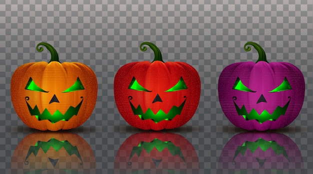 Establecer colección calabazas de halloween ilustración de objeto 3d