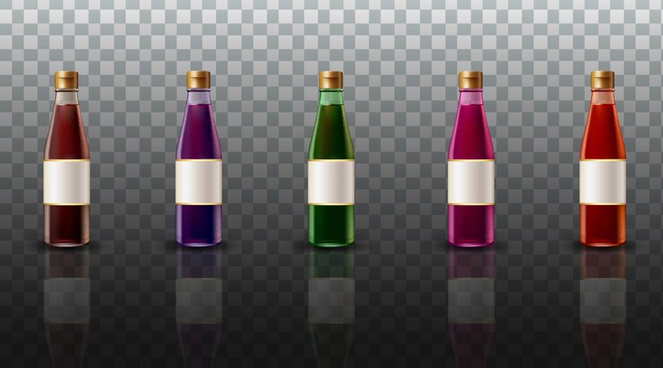 Vector establecer colección color salsa de soja diseño de paquete transparente fondo ilustración