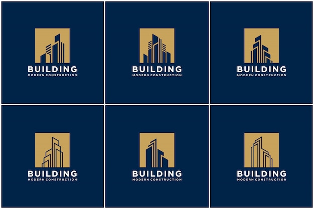 Establecer colección construcción de paquete de diseño de logotipo construcción.