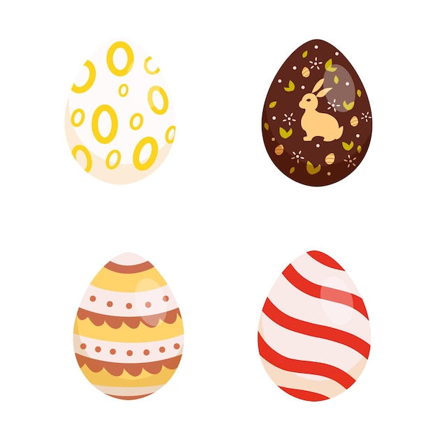 Establecer colección de huevos de pascua de ilustración vectorial en estilo de dibujos animados aislado