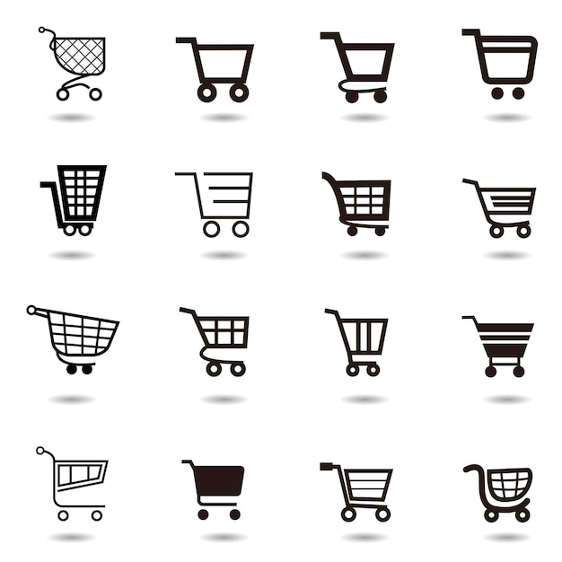 Establecer colección de iconos de carrito de compras de vector