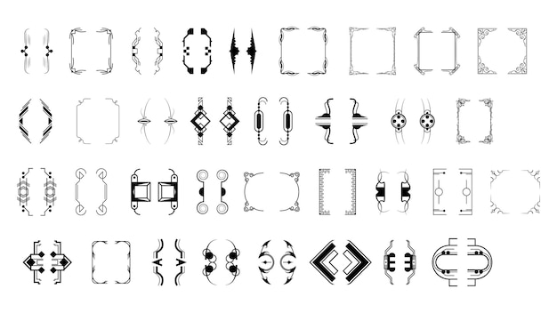 Establecer colección de línea simple negra Diferentes corchetes de garabato Paréntesis Elementos de llaves Vector