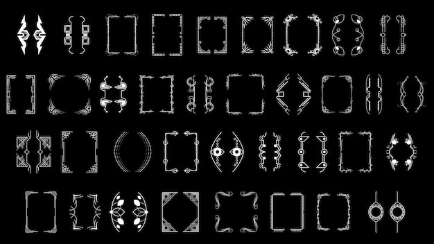 Establecer colección de línea simple negra diferentes corchetes de garabato paréntesis elementos de llaves vector