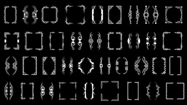 Establecer colección de línea simple negra Diferentes corchetes de garabato Paréntesis Elementos de llaves Vector