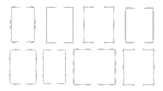 Establecer colección de línea simple negra Diferentes corchetes de garabato Paréntesis Elementos de llaves Vector