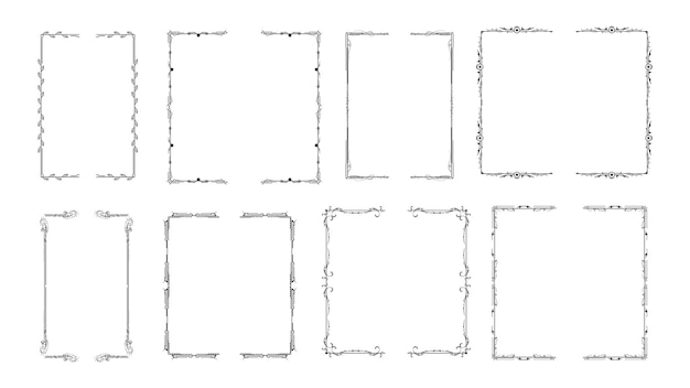 Establecer colección de línea simple negra Diferentes corchetes de garabato Paréntesis Elementos de llaves Vector