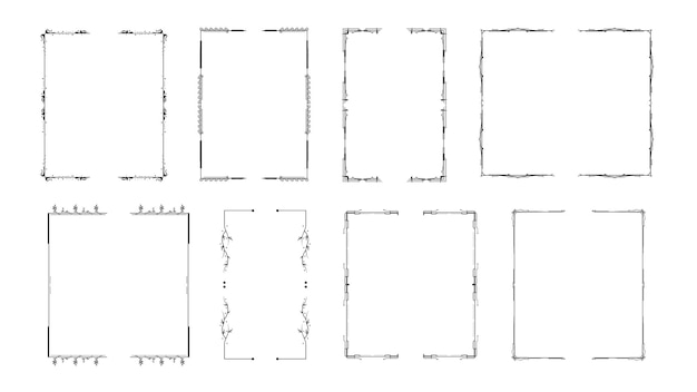 Establecer colección de línea simple negra Diferentes corchetes de garabato Paréntesis Elementos de llaves Vector