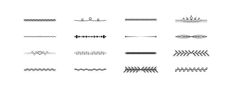 Vector establecer colección de línea simple negra elementos de borde de garabato estilo de diseño vectorial boceto aislado illustra