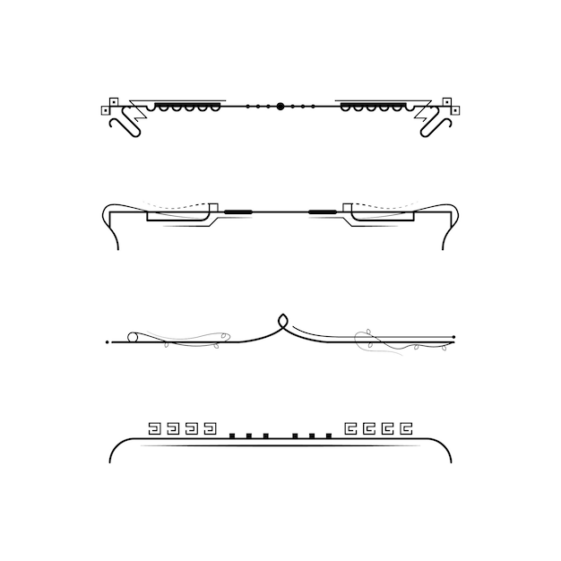 Establecer colección de línea simple negra Elementos de borde de garabato Estilo de diseño vectorial Boceto aislado Illustra