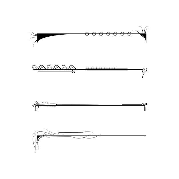 Establecer colección de línea simple negra Elementos de borde de garabato Estilo de diseño vectorial Boceto aislado Illustra