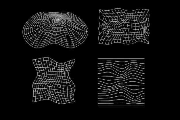 Establecer colección de vectores de activos de wareframe 3d