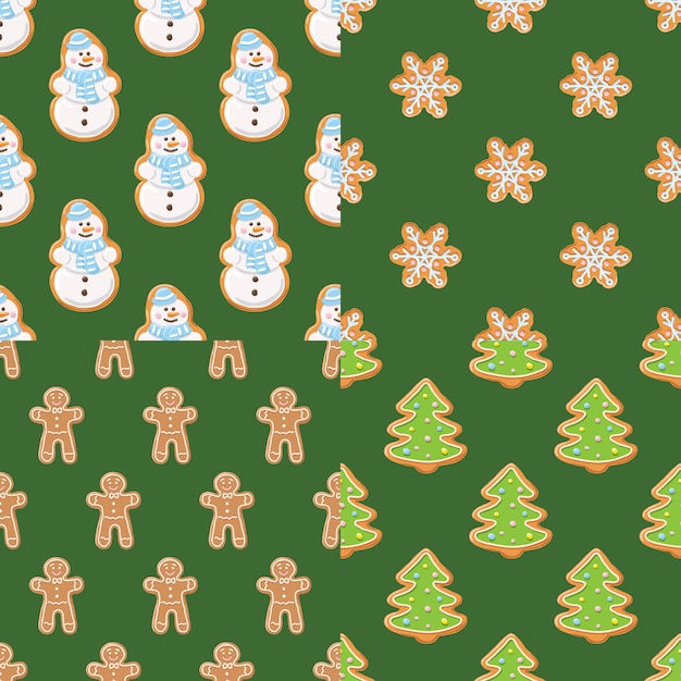 Establecer colecciones de patrones sin fisuras de pan de jengibre de Navidad