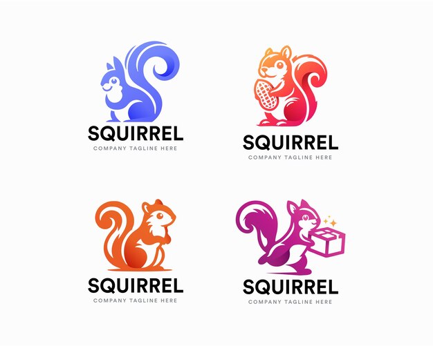 Establecer colorido gradiente plantilla de logotipo de ardilla para la empresa de negocios